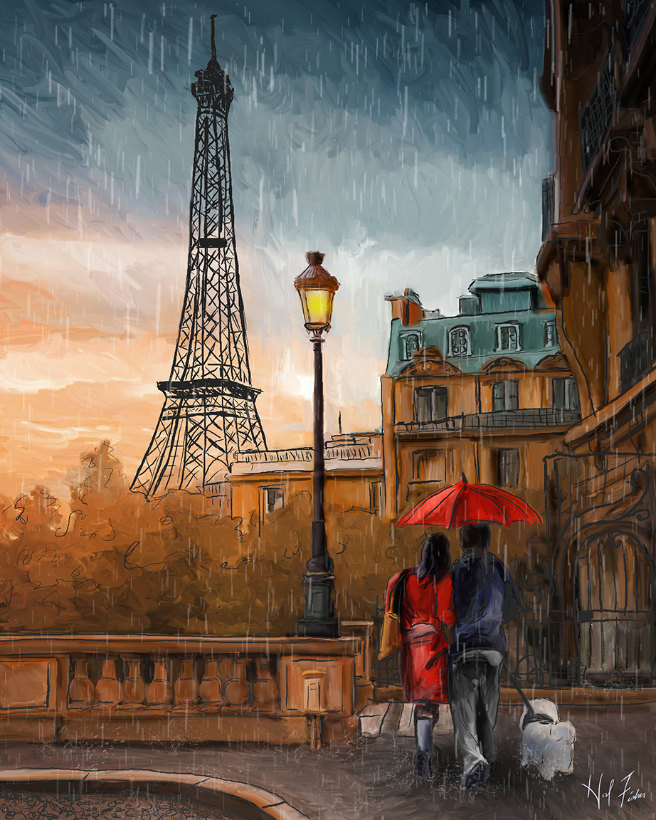 Paris in the rain Art Print